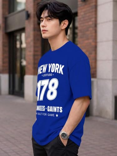 Image of LEOTUDE Men's Half Sleeve Round Neck Cottonblend Graphic Print Oversized Tshirt for Man