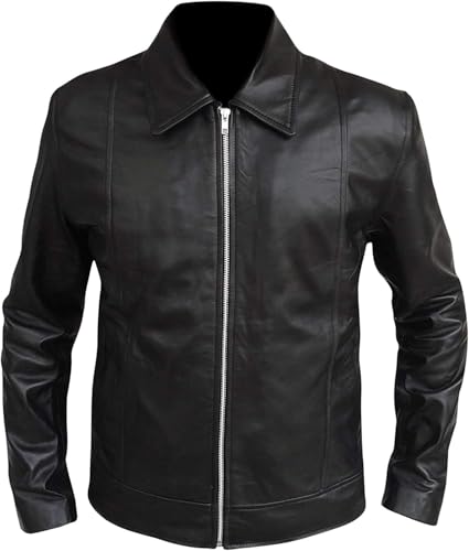 Image of Classic Genuine Leather Jacket For Men - Vintage Style Lightweight Black Lambskin Jacket