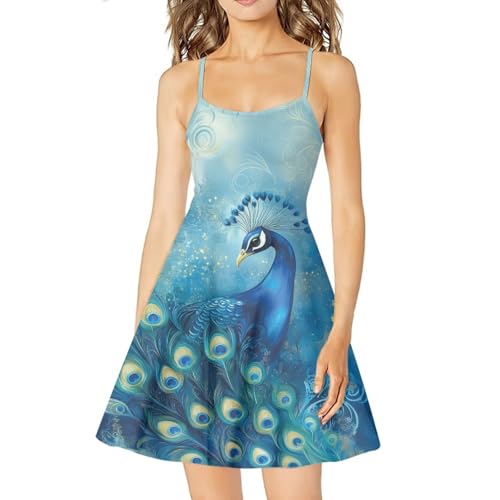 Image of Biyejit Women Casual Loose Dress Strap Long Summer Beach Swing Dress
