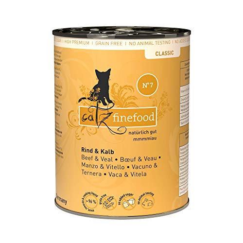 catz finefood N° 7 Rind & Kalb Feinkost Katzenfutter nass, verfeinert mit Aprikose & Ananas, 6 x 400g Dosen Cover