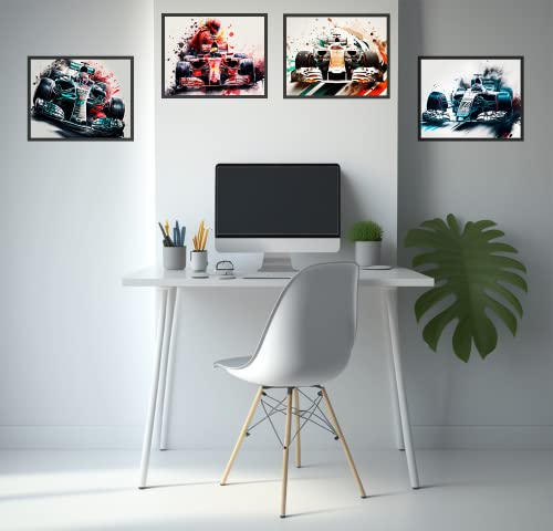 Formula Racing Poster Race Car Wall Decor F1 Car Racing Wall Art Prints Set Of 4 Unframed (8''X10'') Supercar Poster Car Man Cave Boys Room Wall Decor Posters For Boys Room Racing Grand Prix Posters #TOP4