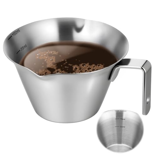 Vaso medidor espresso de acero inoxidable 3.4 oz miniatura 1