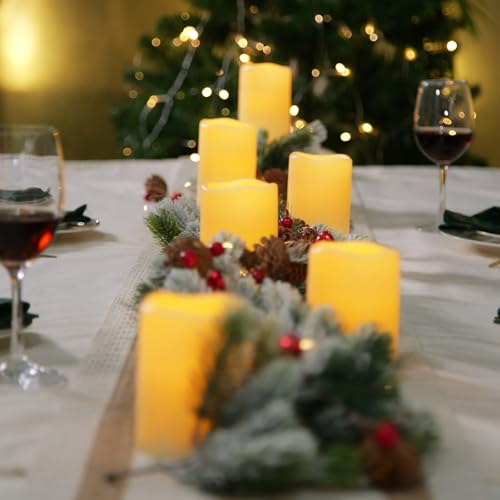 Image of Homemory Waterproof Flameless Candles, Outdoor Indoor Battery Operated LED Pillar Candles with Remote Control and Timer, Plastic, Long Lasting, D3 x H4 4 inch 5 inch 5 inch 6 inch 6 inch, Set of 6
