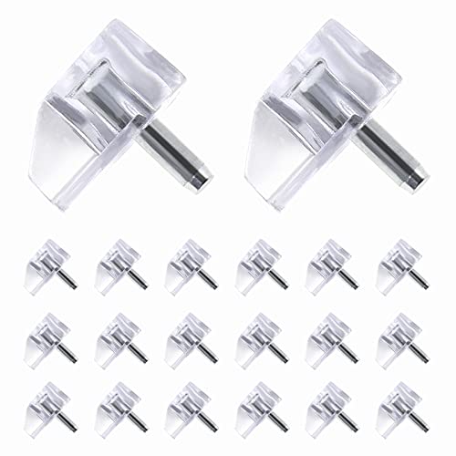 BokWin 20Pcs Clear Shelf Support Pegs 3mm (1/8 in) Plastic Cabinet Clips Holder, Book Shelf Holder Pins for Kitchen Furniture Book Shelves