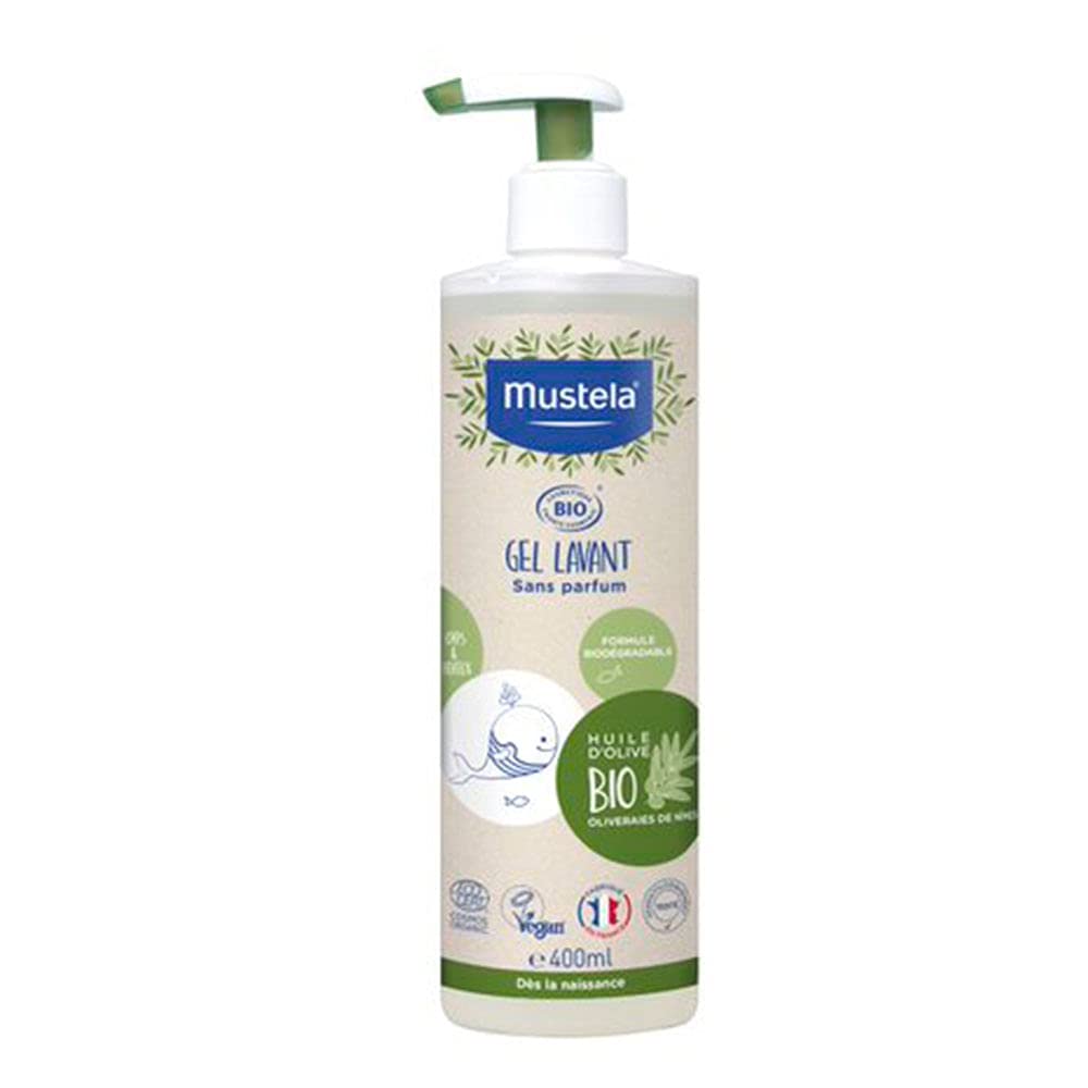 MUSTELA Gel champú Bio 400ml válvula dosificadora, Negro, 400 ml (Paquete de 1)