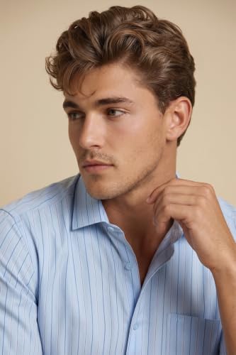 Image of Peter England Men Polycotton Striped Regular Fit Shirt