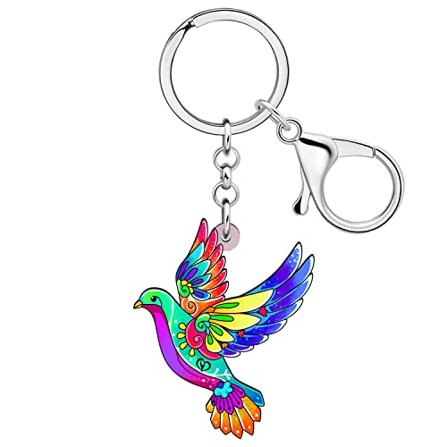 WEVENI Acrylic Cute Pigeon Keychain Charms Bird Keyring Jewelry For Women Girls