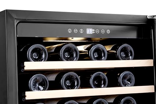 Honeywell 46 Bottle Compressor Wine Cooler Refrigerator, Large Freestanding Wine Cellar For Red, White, Champagne or Sparkling Wine, Digital Temperature Control, Stainless Steel on Fridge.com