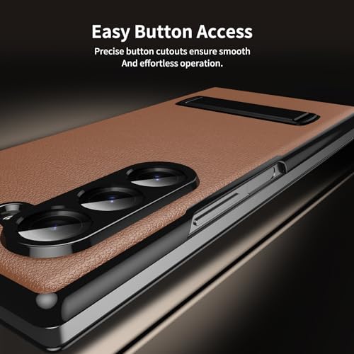 Image of for Samsung Galaxy Z Fold 8 Ultra Magnetic Flip Folding Case, Multi-Angle Bracket, High Classy Luxurious Business Leather, Full Body Hinge Protective Slim Cover.(Brown)