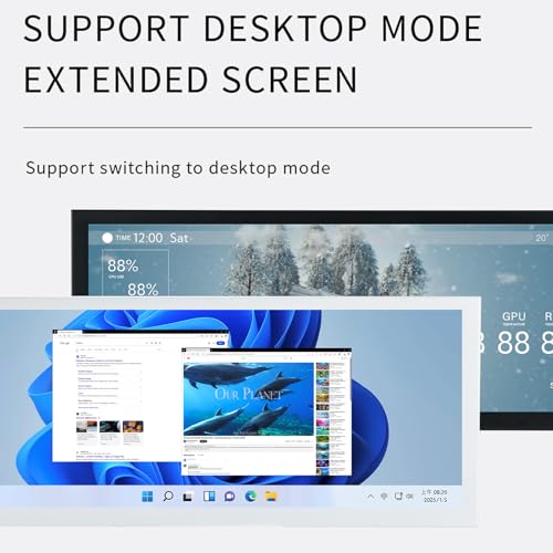 Image of WOWNOVA 12.3 inch Universal Screen for PC Build, PC Temperature Display Mini Monitor, LCD Screen Inside PC Case with Screen, Computer Case Accessories Mini LCD Screen for Gaming Desktop (Black)