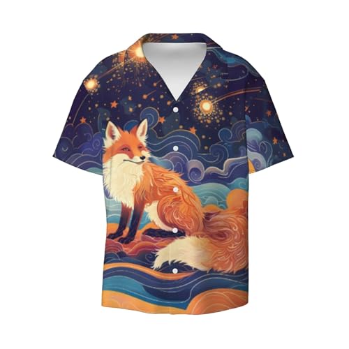 3D Pattern Print Shirt with Fox Starry Sky Design Unique Stylish Casual Wear for Men and Women Comfortable Breathable Fabric Ideal for Daily Wear and Special Occasions Fashion Forward Size L