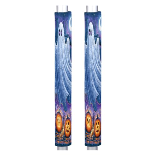 Image of Halloween Refrigerator Door Handle Covers Set of 2 Fridge Door Handle Decor | Ghosts Pumpkins Washable Dishwasher Mocrowave Oven Protector Handle Cover Keep Your Kitchen Appliance Clean