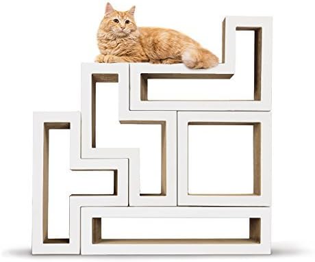 KATRIS Bundle of 5 Blocks | Modular | Multi-Functional | Cat Tree Condo Furniture System Pre-Attached White Mono Covers
