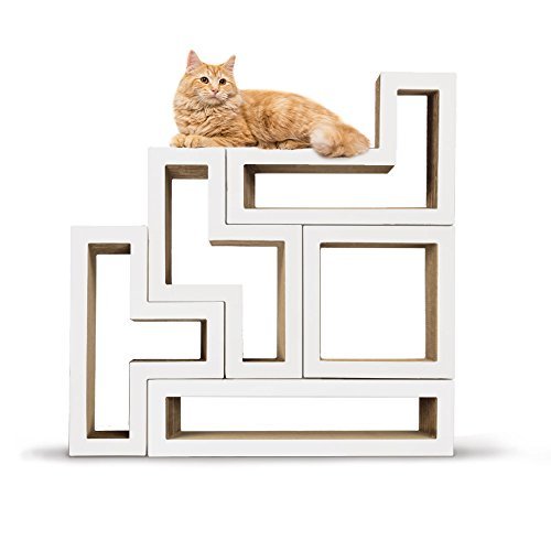 Katris Bundle Of 5 Blocks | Modular | Multi-Functional | Cat Tree Condo Furniture System Pre-Attached White Mono Covers #TOP12