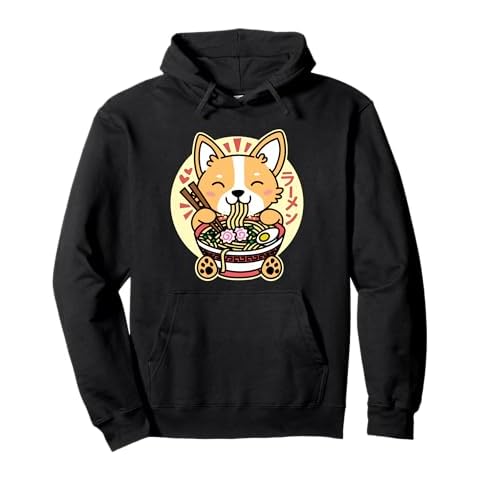 Kawaii Ramen Cute Anime Dog Corgi Japanese Noodles Pullover Hoodie Cover