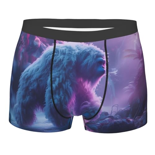 Mystical White Gorilla Jungle Print Underwear For Men Comfy Cozy Holiday Boxer Briefs