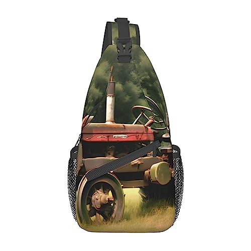 Sac à dos sling imprimé tracteur de ferme noir taille unique