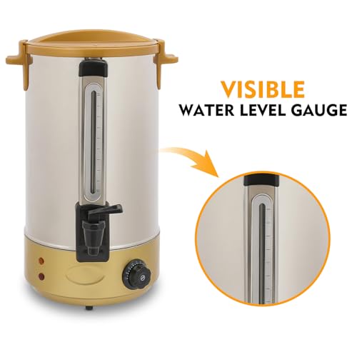 Image of 120Cup Electric Hot Water Dispenser, 7.4 Gal Stainless Steel Commercial Water Boiler and Warmer, 1800W Temp Adjustable Tabletop Tea Coffee Urn for Parties (7.4Gal Gold)