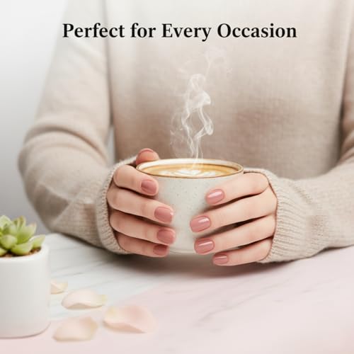 Image of 120 Pcs Press On Nail Tips - Medium Round Artificial Nail Extensions in 5 Colors, Natural Reusable Stick-On False Nails Kit for Women & Girls, 12 Sizes, Salon-Like Finish (Shade 02)
