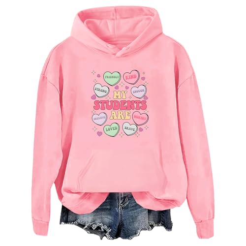 Sudadera con capucha My Students Are Valentine, sudadera con capucha para el día de San Valentín, sudadera con capucha My Students Are Valentine, rosa, L