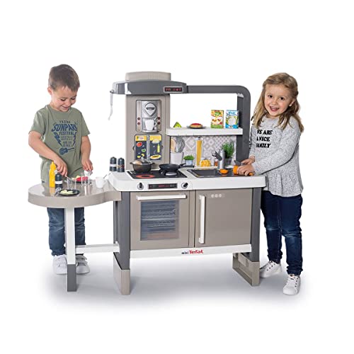 Foto von Smoby - Tefal Evo Küche – mitwachsende Kinderküche mit Spüle, Herd, Essecke, viel Zubehör, Wasserhahn mit Wasser-Pump-Funktion, magischer Pancake-Pfanne