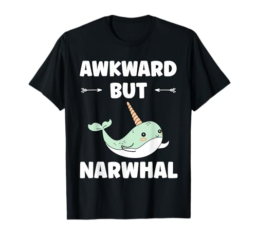 Small cute simple minimalist sea unicorn ankward narwhal t-shirt