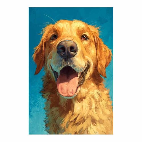 Tableau sur toile salle et salon motif chien drôle marron
