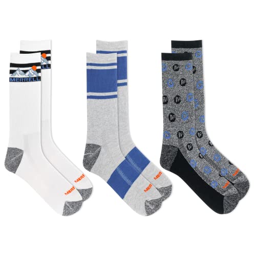 Image of Merrell Men's and Women's Wool Everyday Hiking Socks - 3 Pair Pack - Cushion Arch Support & Moisture Wicking