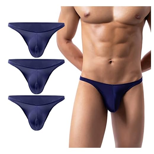 AIEOE Calzoncillos Malla para Hombres Ropa Interior Suave y Transpirable con Agujeros Aire 3er Pack Azul XL