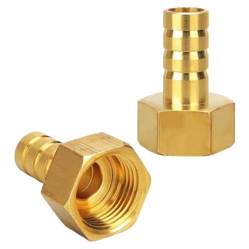 Aihoom 2 pcs Raccords Laiton Cannelés pour Gaz, Tuyau 10mm x 1/2 PT Femelle, Raccords Filetés de Qualité, Adaptateurs Robustes et Résistants à la Corrosion pour...