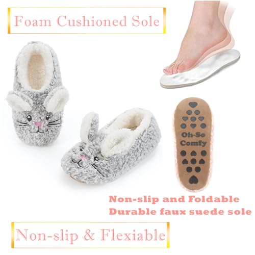 Image of The Metluks Cute Animal House Slippers, Warm Fuzzy Slipper Socks with Grippers Non Slip, Cozy Funny Gifts