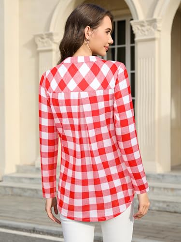 Image of Bulotus 3 /4 Length Sleeve Womens Striped Tops Zipper V Neck Collared Blouses Business Casual Tunics 2026 Spring Trendy