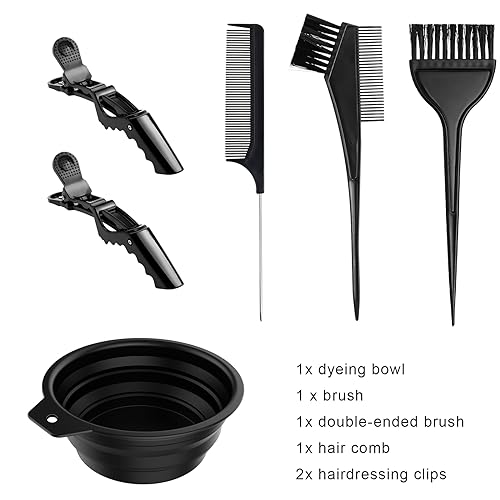 6PCS Hair Dye Kit, Colouring Tint Tool Brush Kit and Bleach Mixing Bowl Comb and Bowl Set Kit Diy Salon Professional Hairdressing & Highlighting Kit for Men Women (6PCS) - Image 6