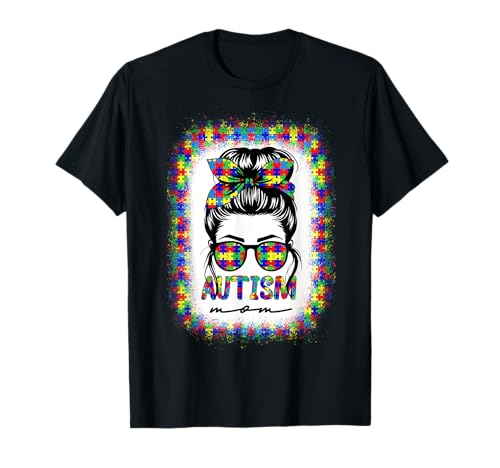 Autismo Mamá Desordenado Bun Puzzle Pieza Concientización Día de la Madre Camiseta