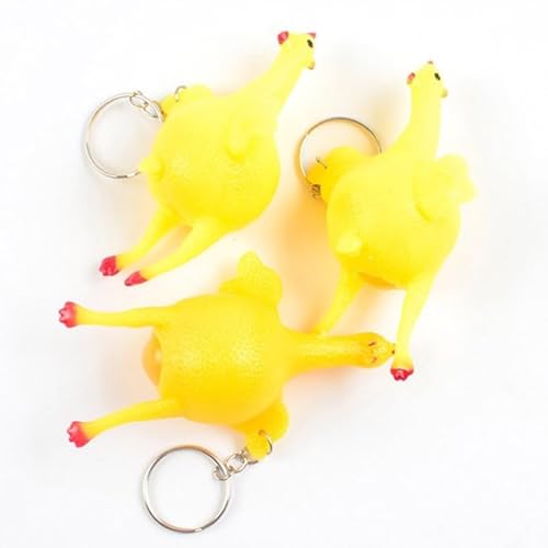 Juroicessry Chaveiro amarelo engraçado de frango, 9,9 x 6 cm mini pingente de brinquedo de galinha d