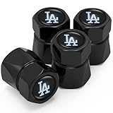 Tire Valve Caps, Valve Stem Caps Fit LA Dodgers Baseball Fans, Alloy Car Tire Caps for Corrosion Resistant Leak-Proof Car Accessories, Black