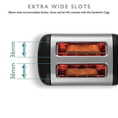 Dualit 2 Slice Lite Toaster | 1.1kW Toasts 60 Slices an Hour | Polished with High Gloss Black Trim | Bagel & Defrost Settings | 36 mm Wide Slots | 26205 Dualit 2 Slice Lite Toaster | 1.1kW Toasts 60 Slices an Hour | Polished with High Gloss Black Trim | Bagel & Defrost Settings | 36 mm Wide Slots | 26205