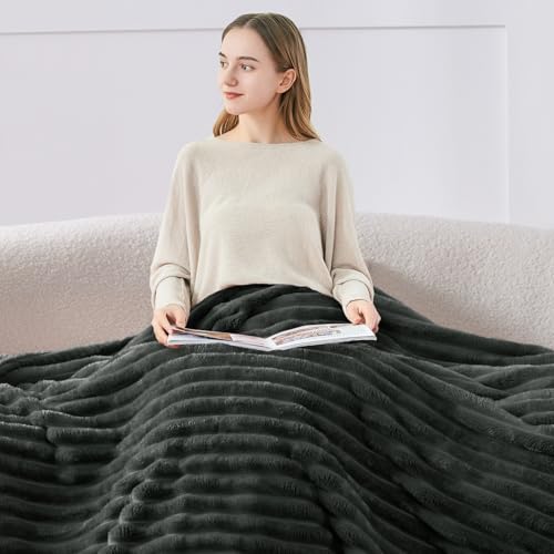 Image of BEDELITE Ribbed Full Size Blanket for Bed, Charcoal Grey, 84 inchx90 inch