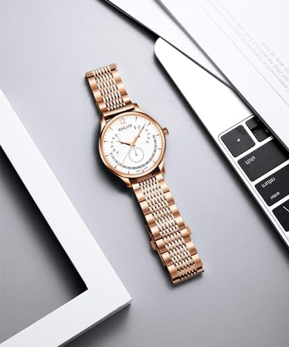 Image of BINLUN Stainless Steel Watch Band, Metal Watch Strap for Men Women Replacement with Double-Lock Deployment Clasp Polished Watch Bracelet Silver Black Gold Rose-gold 18 /19 /20 /21 /22 /24mm