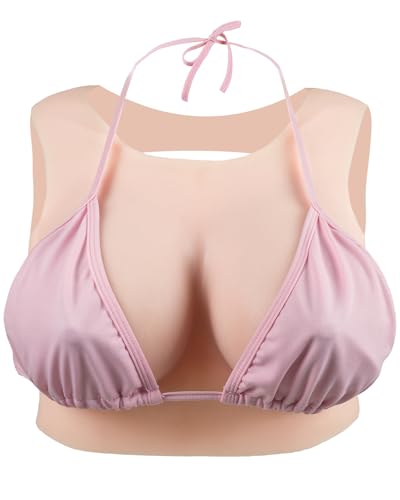 Image of KUMIHO Silicone Breastplate Fake Boob Round Collar Hollow Back Breast Form | KUMIHO Silicone Breastplate Fake Boob Round Collar Hollow Back Realistic Fake Breast Form Drag Queen Transgender Crossdresser