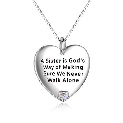 YFN Mom & Sister Necklace, Sterling Silver Heart Pendant Jewelry, Wife/Girlfriend Birthday Gift
