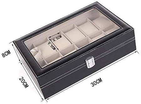 Gunolye 12 Watch Display Organizer,Watch Box Mens,Jewelry Display CaseLeather, Watch Storage Case Black.