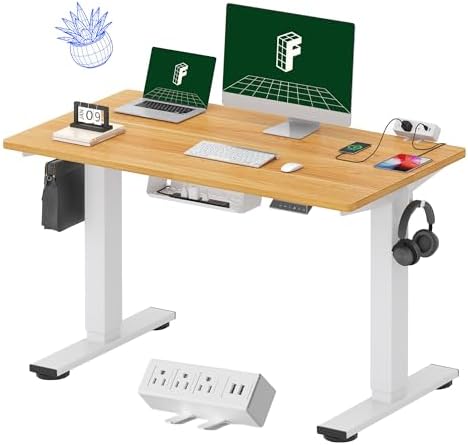 FLEXISPOT EN2 Whole-Piece Standing Desk with Clamp Power Strip, 4...