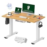 FLEXISPOT EN2 48"x24" Whole-Piece Standing Desk with Power Strip, Maple