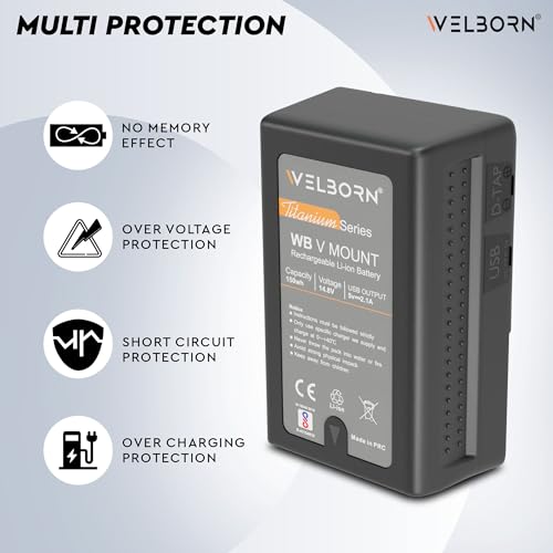 Image of WELBORN V Mount 14.8V 150Wh Rechargeable Li-ion Battery for Broadcast Video Camcorder, V Mount Battery for Sony HDCAM, XDCAM, Digital Cinema Cameras Series and Other Camcorders
