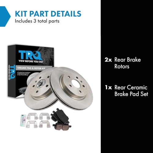 Image of TRQ Rear Brake Pad and Rotor Set Ceramic Compatible with 2020-2021 Cadillac CT5 2019-2020 CT6