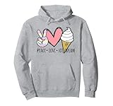 Peace Love Ice Cream Cute for Girls Teens Women Summer Pullover Hoodie