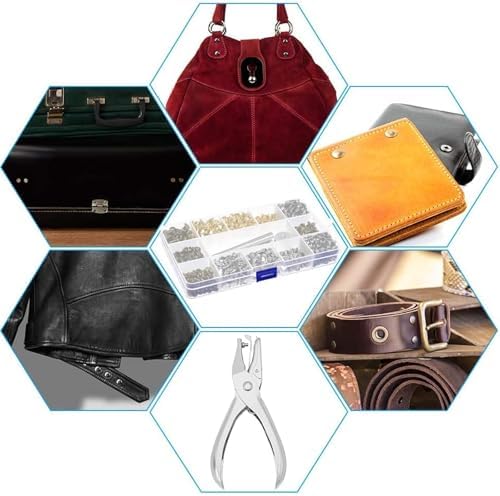 240 Sets Of Leather Rivets With Punch Pliers And Fixing Tools,Leather Rivets Double Cap Rivets Tubular Metal Rivets Leather Rivets Bag,Clothing,Shoes,Leather Craft (4 Colors And 3 Sizes) - 5