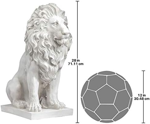 Design Toscano Lion of Florence Sentinel Animal Statue, 71 cm, Polyresin, Antique Stone