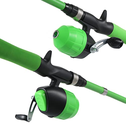 Henniu Vara de pesca telescópica portátil e combinação de molinete para crianças Kit iniciante de pe